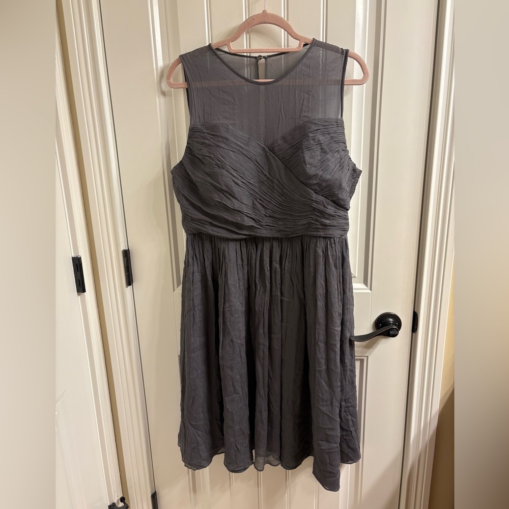 J. Crew Clara Silk Chiffon Coctail Party Dinner Dress in Gray - Picture 2 of 10